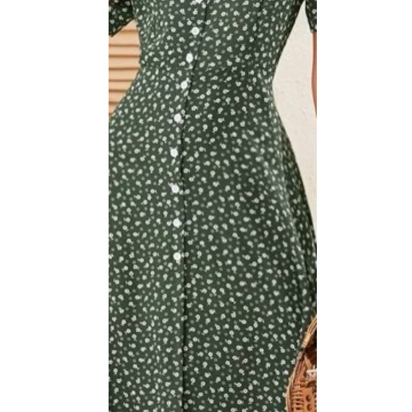 Boho polka dots button through slit dress - Picture 4 of 4